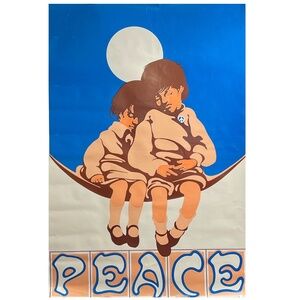 Vintage Mario Rivoli PEACE Poster 1971 Love Pop Art Hippie Movement RARE End War